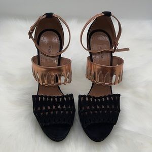 Alaia suede platform heels black and rose gold